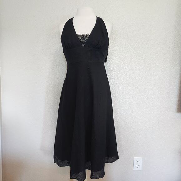 J. Crew Black Textured Halter Midi Dress Size 6 - Picture 1 of 11